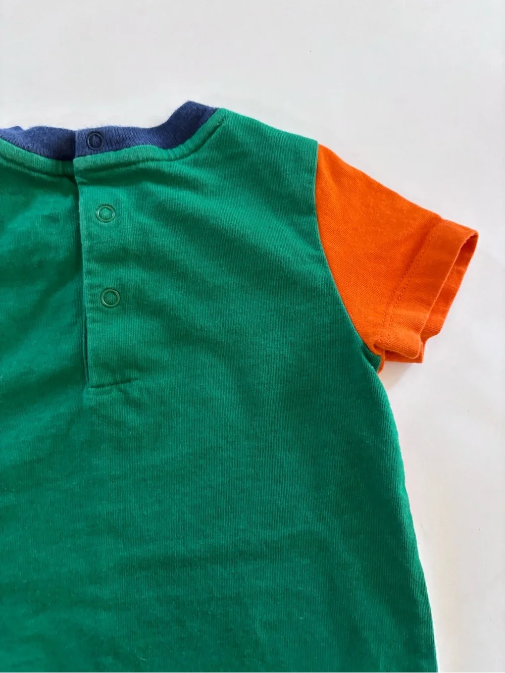 RALPH LAUREN Colorblock Shortall  Onesie Orange Blue White Green Size 9 Months